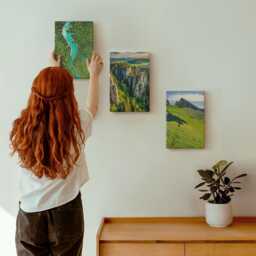 Canvas Wall Art Set Of 3 - Green Mountain Landscapes With A River & Rocks, Picture Print, Hanging Piece - thumbnail 3
