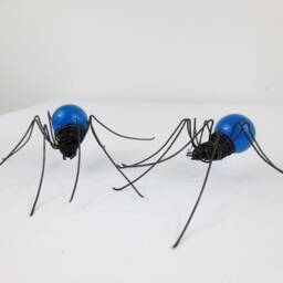 Twin Beautiful Blue Spiders Repurposed Art - thumbnail 4