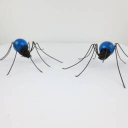 Twin Beautiful Blue Spiders Repurposed Art - thumbnail 2