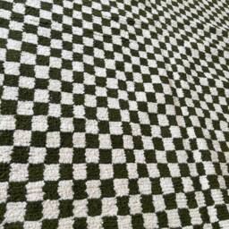 Custom Moroccan Wool Rug , Beni Ourain Green Checkered Design Handwoven Berber Carpet Shag Rugs - thumbnail 2