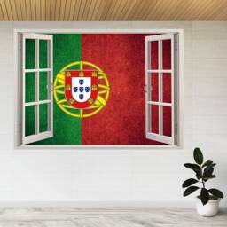 Flag Of Portugal/Portugese, Rough 3D Window View Wall Sticker Poster Decal A971