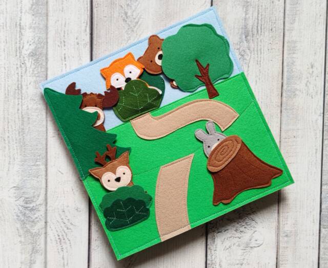 Felt Forest Animals Quiet Book Page Sensory Travel Toy - 1-4 Year - image 1