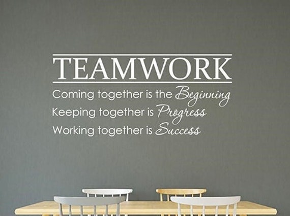 Teamwork Wall Decal Vinyl Sticker Success Quote Job Business Work Study Saying Motivational Art Classroom Office Decor Poster 21Qs - image 1
