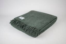 Dark Green Wool Blanket Vintage Style Throw