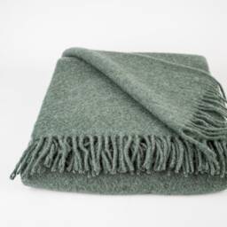 Dark Green Wool Blanket Vintage Style Throw - thumbnail 3