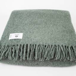 Dark Green Wool Blanket Vintage Style Throw - thumbnail 2