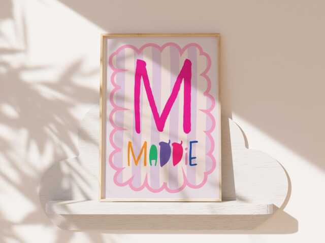 Girls Personalised Name Print, Bedroom Wall Art, Rainbow Prints, Nursery Decor, Playroom Print - image 1