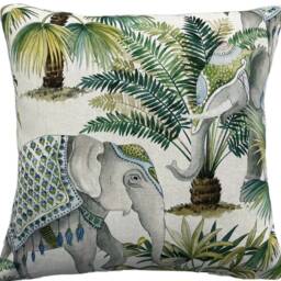 Elephant Festival Cushion Cover Palm Tree Botanical Lime Green Teal Pink Tripical Floral 16-22 - thumbnail 2
