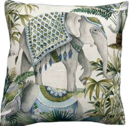 Elephant Festival Cushion Cover Palm Tree Botanical Lime Green Teal Pink Tripical Floral 16-22