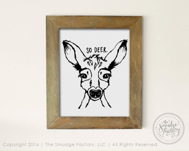 Deer Nursery Art Print, Woodland Fawn, Hand Drawn - Digital Download - image 1
