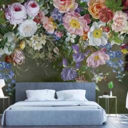 3D Floral Wallpaper Mural, Peel & Stick, Removable Wall Art - thumbnail 3