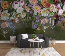 3D Floral Wallpaper Mural, Peel & Stick, Removable Wall Art - thumbnail 1