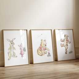 Winnie The Pooh Nursery Prints Set Of 3 Kids Bedroom Wall Art - thumbnail 2