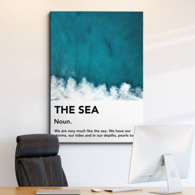 The Sea Definition Quote Minimal Motivational Inspirational, Framed Canvas Wall Art Poster Print, Home Office & Room Decor, Gift Idea - image 1