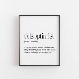 Swedish Print, Tidsoptomist Definition A Great Gift From Someone Who Is Always Late, Fun Co-Worker Gifts, Work Place Wall Art - thumbnail 1