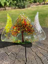 Four Seasons Tea Light Holder-Handmade Fused Glass Votive Holder-Seasons Candle Holder - thumbnail 1