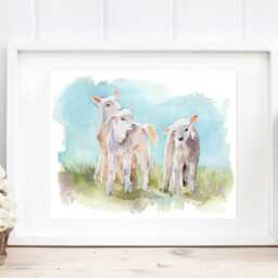 Lamb Art Print Painted in Watercolour, Animal Farmyard Art, Gift For Friend, Cute Kids Bedroom, Art - thumbnail 2