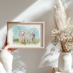 Lamb Art Print Painted in Watercolour, Animal Farmyard Art, Gift For Friend, Cute Kids Bedroom, Art - thumbnail 3