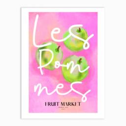 Les Pommes Print - A4 Prints - A3 A2 Art Illustrated By Weezy Fruit Market Print, Abstract Wall Design - thumbnail 2