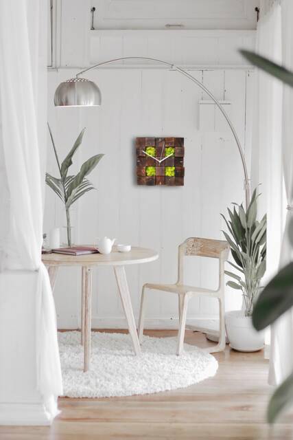 12x12 Moss Clock Rustic Wooden Wall Decor - image 1