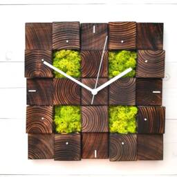 12x12 Moss Clock Rustic Wooden Wall Decor - thumbnail 3
