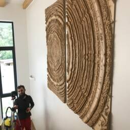 Wood Trunk Triptych, Birch Veneer Wall Art Panel, Modern Home Decor - thumbnail 3