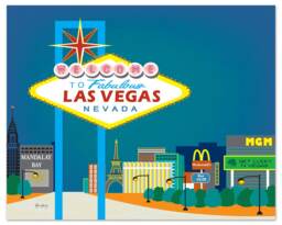 Las Vegas Skyline Art Print, Wedding Gift, Decor, Bachelorette Bachelor Gift - Style E8-O-Lav - thumbnail 1