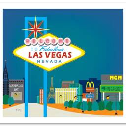 Las Vegas Skyline Art Print, Wedding Gift, Decor, Bachelorette Bachelor Gift - Style E8-O-Lav - thumbnail 3