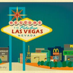 Las Vegas Skyline Art Print, Wedding Gift, Decor, Bachelorette Bachelor Gift - Style E8-O-Lav - thumbnail 2