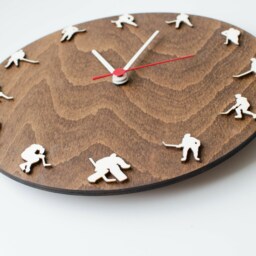 Hockey Wall Clock, Handmade Wooden Sport Decor, Unique Gift - thumbnail 2