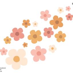 Large Flower Wall Stickers, Retro Decal, Orange Sticker, Pink Sticker - thumbnail 2