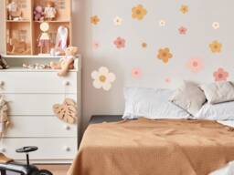 Large Flower Wall Stickers, Retro Decal, Orange Sticker, Pink Sticker - thumbnail 1
