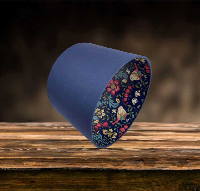 Navy Bird Lampshade For Ceiling & Table Lamps, Statement Drum Light Shade - image 1