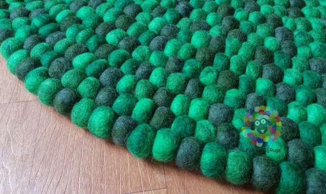 Round Wool Felt Ball Rug, Tie Dye Decor - Handmade Nepal Rug - image 1