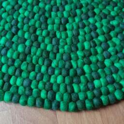 Round Wool Felt Ball Rug, Tie Dye Decor - Handmade Nepal Rug - thumbnail 3