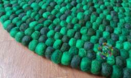 Round Wool Felt Ball Rug, Tie Dye Decor - Handmade Nepal Rug - thumbnail 1