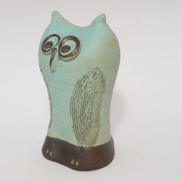 Handmade Ceramic Owl Sculpture Cream Pottery Home Decor - thumbnail 4