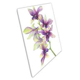 Orchid Watercolour Canvas Print For Home Office Decor Elegant Purple Green Floral Art - thumbnail 1