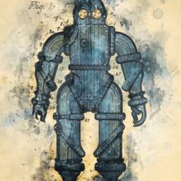 Diving Suit Patent Drawing Set Of 3 Watercoloured Prints - thumbnail 3