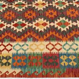 Handwoven Afghan Chobi Kilim Rug Tribal Wool Flatweave, 9.10 X 6.7 Ft - thumbnail 4