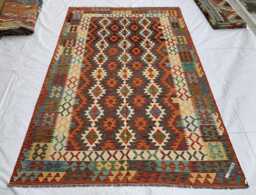 Handwoven Afghan Chobi Kilim Rug Tribal Wool Flatweave, 9.10 X 6.7 Ft - thumbnail 1