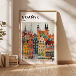 Gda??sk Poland Travel Poster Baltic Coast European Wall Art - thumbnail 3