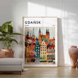 Gda??sk Poland Travel Poster Baltic Coast European Wall Art - thumbnail 2