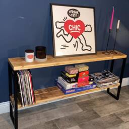 Industrial Shelving Unit - Sideboard Rustic Metal & Wood Side Board - thumbnail 2