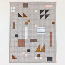 Minimalist Quilted Wall Hanging Linen Geometric Textile Art - 18 X 24 - thumbnail 2