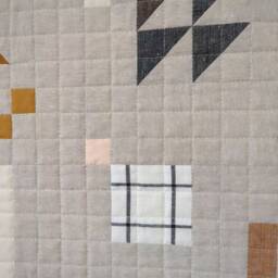 Minimalist Quilted Wall Hanging Linen Geometric Textile Art - 18 X 24 - thumbnail 3