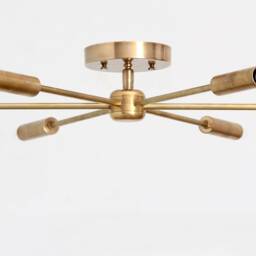 Mid Century Pulsar Sputnik Semi Flush Ceiling Light Lamp 6 Light , Modern Handmade Pinwheel Brass Low Mount 28 - thumbnail 3