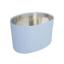 Light Blue Oval Drum Lampshade, Cotton With A Silver Lining