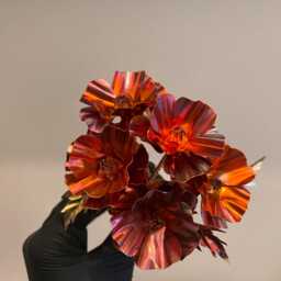 Handmade Copper Poppy Patina Metal Flower, Anniversary Gift - thumbnail 2