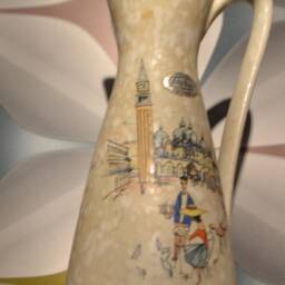 Vintage 1950S Vase By Jasba, Beige, Retro, Mid-Century Rockabilly Style - thumbnail 2